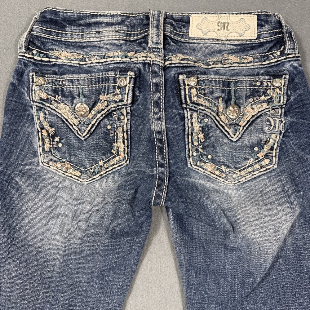 Girl's MISS ME Skinny Jeans - CUFFED SKINNY 10 Rhinestones Embroidered YOUTH